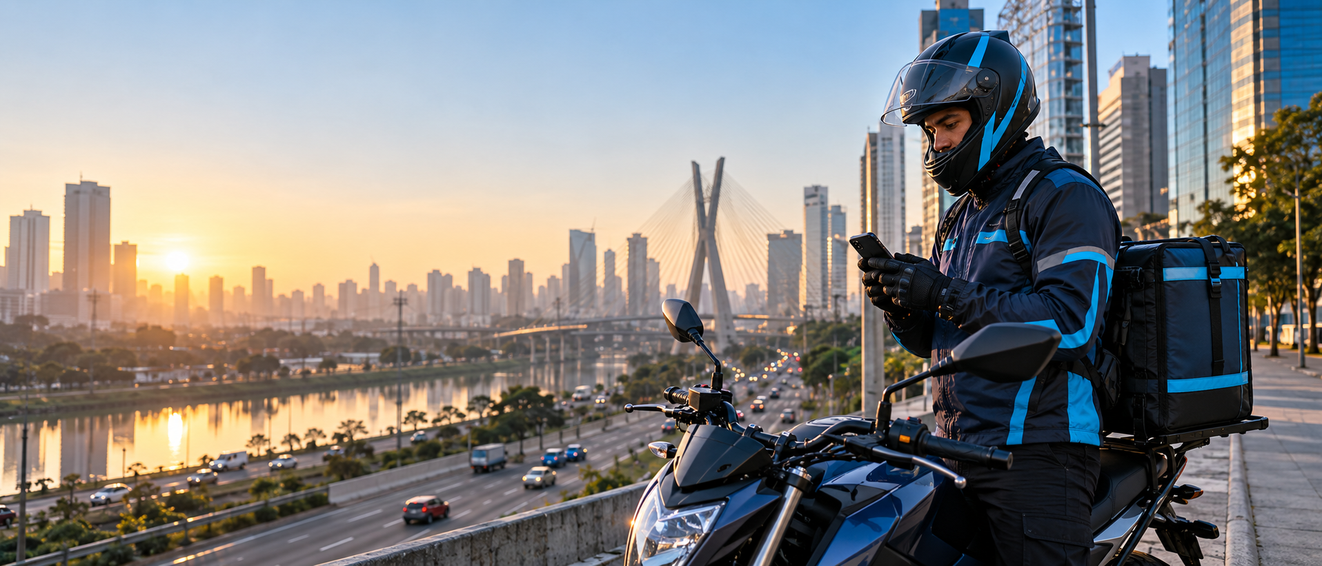 Entregador Veloox conectado à logística urbana de São Paulo